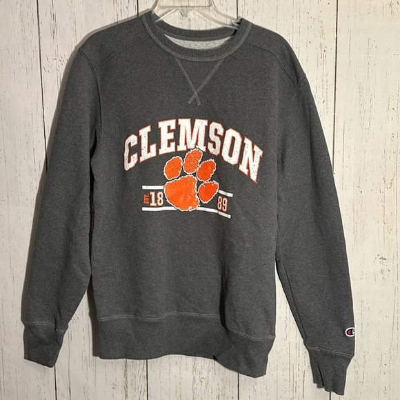 Champion Clemson Orange Grey Collegiate Crewneck Sweatshirt Size Medium - Picture 1 of 7